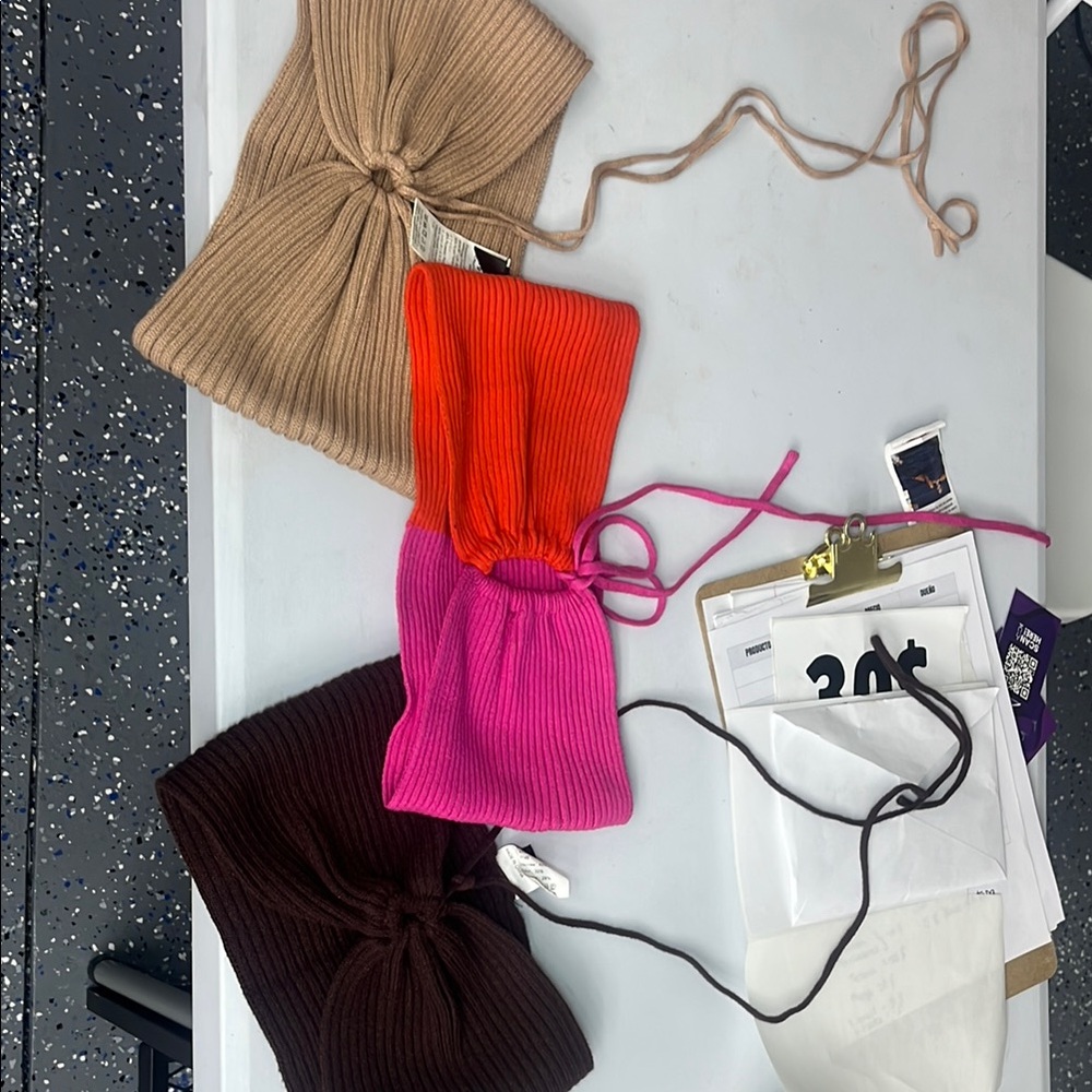 Stylish Knit Bags - Brown, Orange, Pink